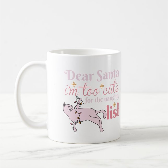 Naughty List Niedlich Cat Foto Weihnachten Kaffeetasse (Links)