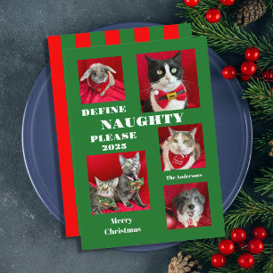 Naughty List Pet Foto Weihnachtskarte Feiertagskarte