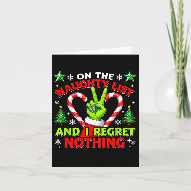 Naughty List Regret Nothing Christmas Funny Xmas  Karte (Vorderseite)