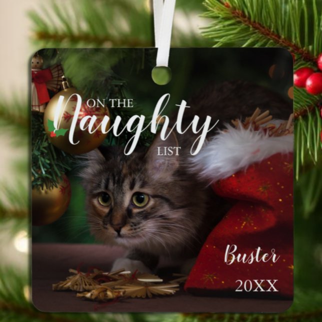 Naughty List Weihnachtsmann Foto Ornament Aus Metall (Von Creator hochgeladen)