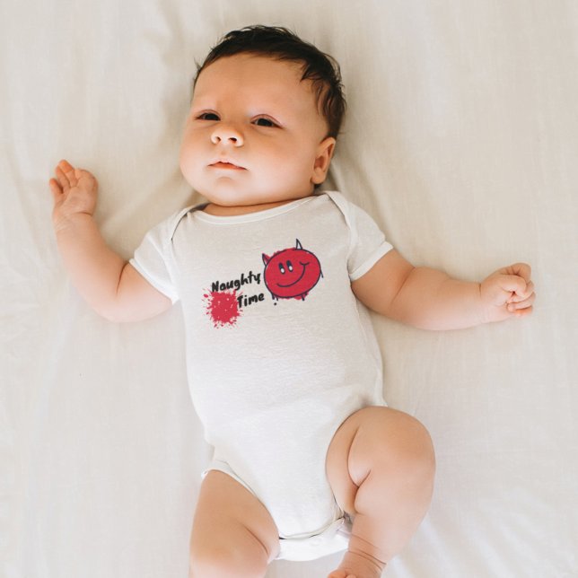 Naughty Monster Baby Strampler (cartoon little evil naughty monster on organic baby bodysuit.)