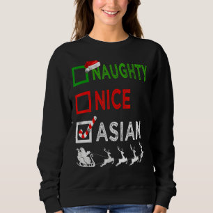 Naughty Nice Asian Christmas Pajamas Weihnachtsman Sweatshirt
