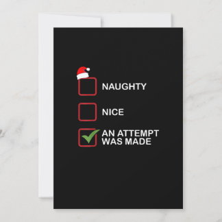 Naughty Nice Attempt Made Funny Christmas List Feiertagskarte