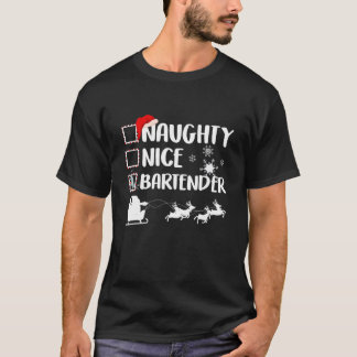 Naughty Nice Barkeeper Weihnachten Pajama Xmas T-Shirt