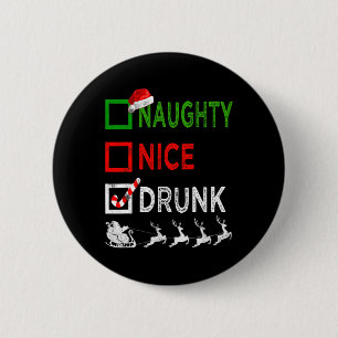 Naughty Nice Betrunken Christmas Pajamas Funny San Button