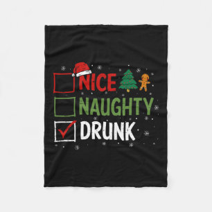 Naughty Nice Betrunken Christmas Pajamas Funny San Fleecedecke
