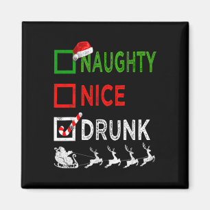 Naughty Nice Betrunken Christmas Pajamas Funny San Magnet