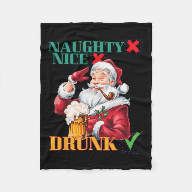Naughty Nice Betrunken Fleecedecke (Vorderseite)