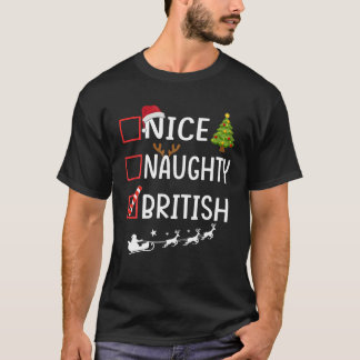 Naughty Nice britisch Christmas Pajama Funny Santa T-Shirt