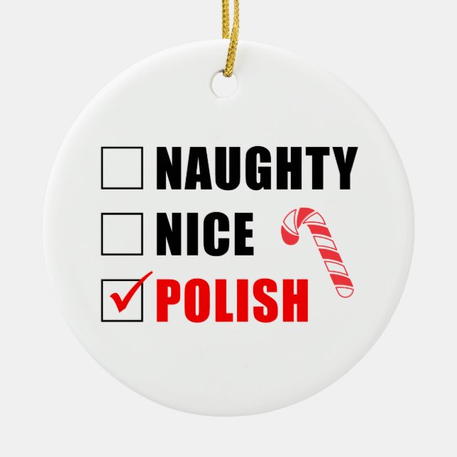 Naughty Nice Candy Cane Keramik Ornament (Vorne)