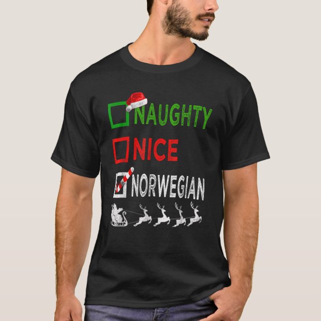 Naughty Nice Christmas Pajamas Funny San T-Shirt (Vorderseite)