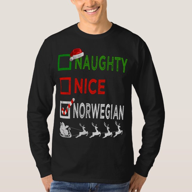 Naughty Nice Christmas Pajamas Funny San T-Shirt (Vorderseite)