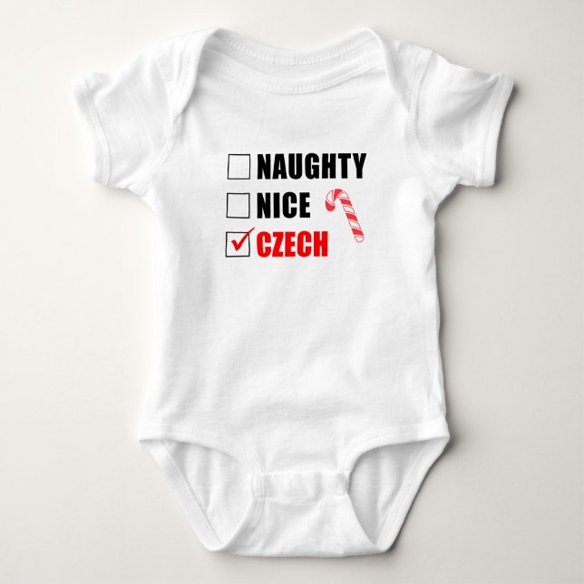 Naughty Nice Czech Santa List Baby Bodysuit Baby Strampler (Vorderseite)