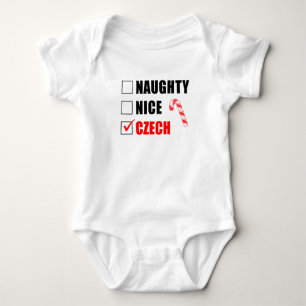 Naughty Nice Czech Santa List Baby Bodysuit Strampler