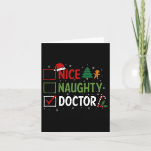 Naughty Nice Doctor Christmas Pajamas Santa Claus Karte