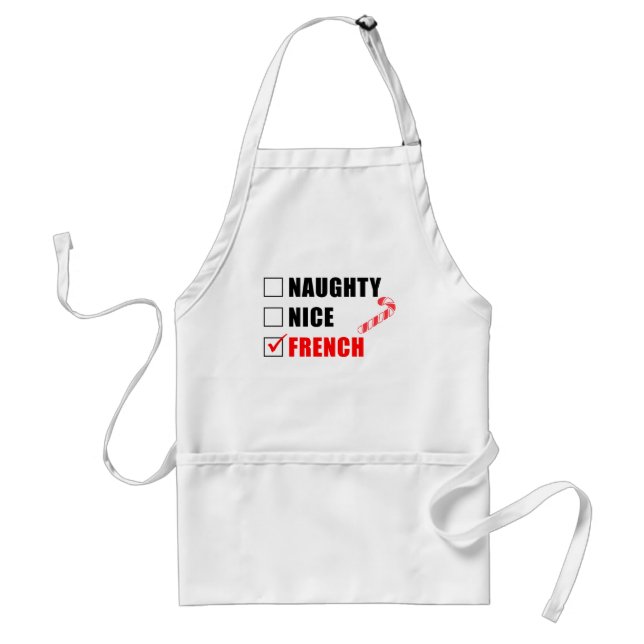 Naughty Nice French Christmas Design Adult Schürze (Vorne)
