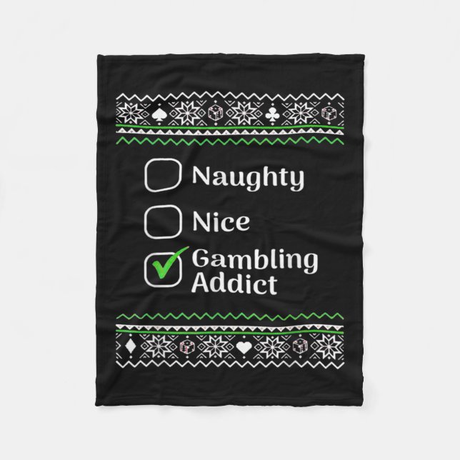 Naughty Nice Gambling Addict Weihnachten Fleecedecke (Vorderseite)
