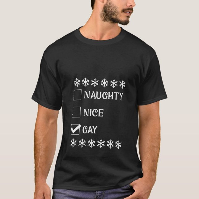 Naughty Nice Gay Christmas Family Matching Outfit  T-Shirt (Vorderseite)