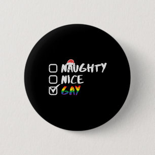 Naughty Nice Gay Rainbow Funny Gay Pride Lgbt Chri Button