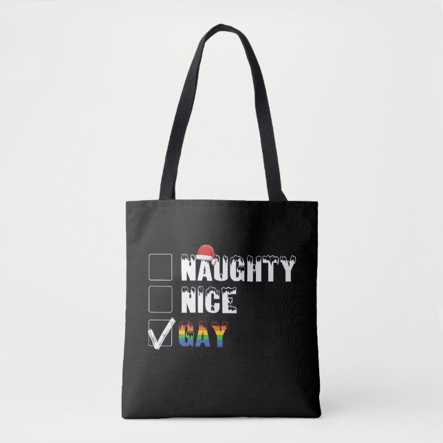 Naughty Nice Gay Rainbow Pride LGBT Weihnachtsgesc (Vorderseite)