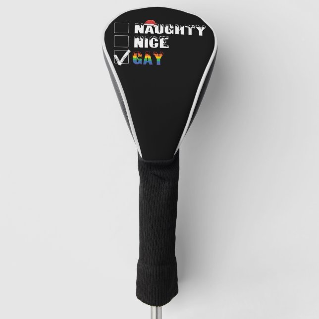 Naughty Nice Gay Rainbow Pride LGBT Weihnachtsgesc Golf Headcover (Vorderseite)