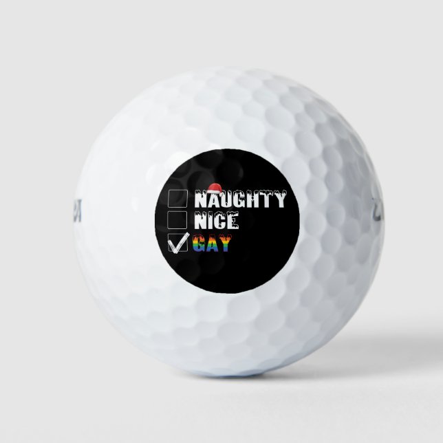Naughty Nice Gay Rainbow Pride LGBT Weihnachtsgesc Golfball (Vorderseite)