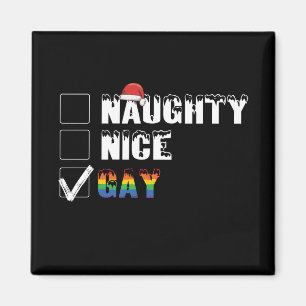 Naughty Nice Gay Rainbow Pride LGBT Weihnachtsgesc Magnet