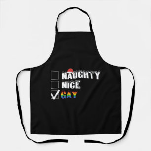 Naughty Nice Gay Rainbow Pride LGBT Weihnachtsgesc Schürze