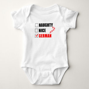 Naughty Nice German Santa List Baby Bodysuit Strampler