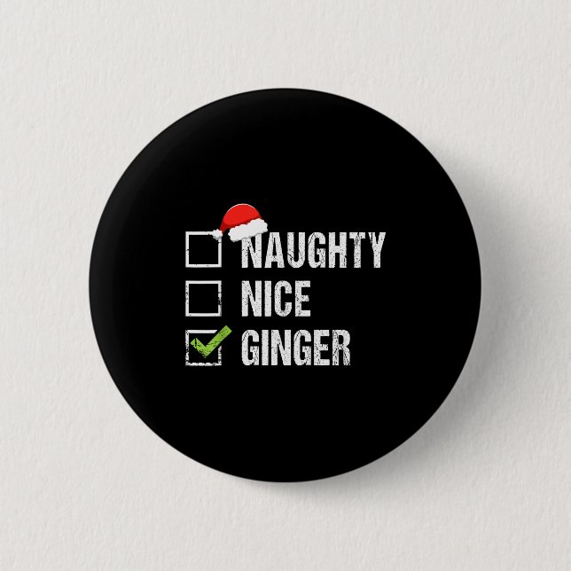 Naughty Nice Ginger Redhead Santa Hat Irish Christ Button (Vorderseite)