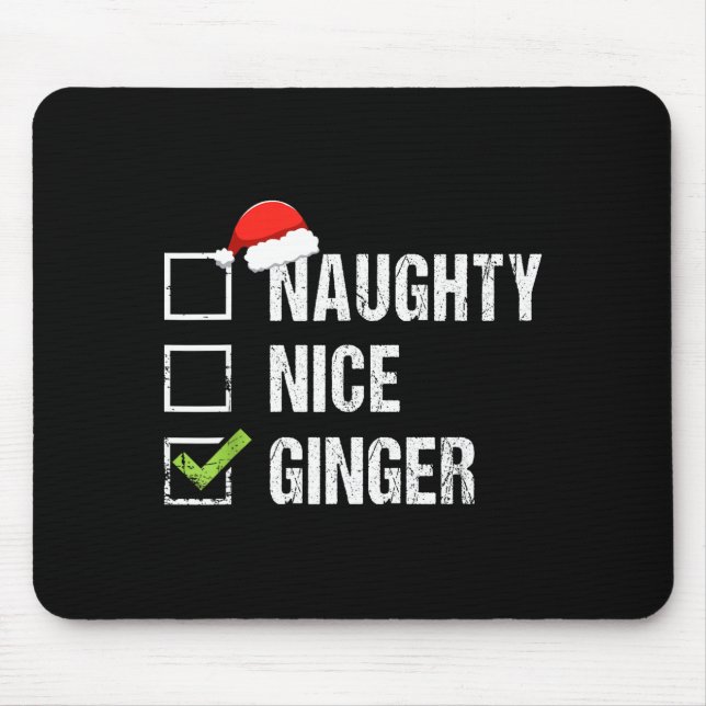 Naughty Nice Ginger Redhead Santa Hat Irish Christ Mousepad (Vorne)