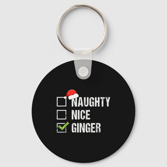 Naughty Nice Ginger Redhead Santa Hat Irish Christ Schlüsselanhänger (Vorderseite)