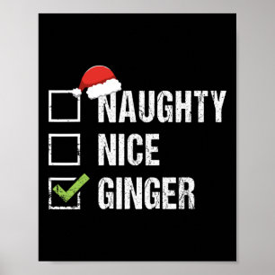 Naughty Nice Ginger Redhead Weihnachtsmannmütze Ir Poster