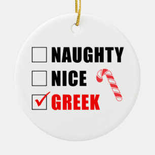 Naughty Nice Griechisch Candy Cane Keramik Ornamen Ornament