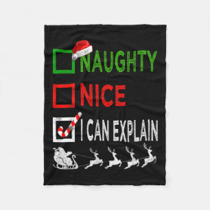 Naughty Nice ich kann Weihnachten Pajamas Funny er Fleecedecke