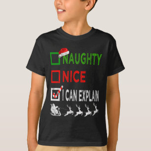 Naughty Nice ich kann Weihnachten Pajamas Funny er T-Shirt