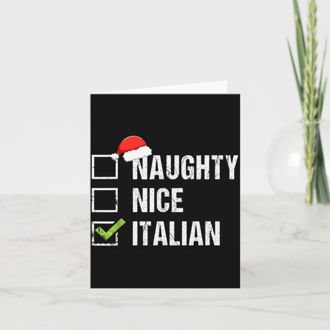 Naughty Nice Italian Shirt Italy Santa Hat Christm Karte (Vorderseite)