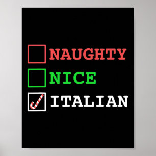 Naughty Nice Italian Xmas Funny Christmas Italien Poster