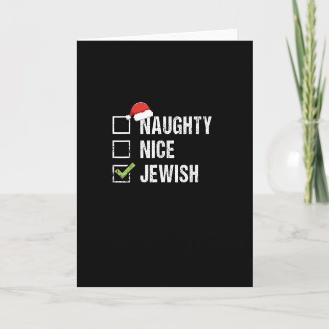 Naughty Nice Jewish Santa Christmas  Karte (Vorderseite)