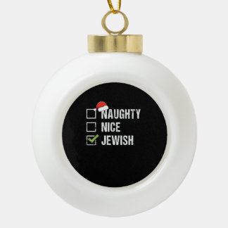 Naughty Nice Jewish Santa Christmas Keramik Kugel-Ornament