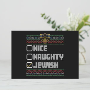 Naughty Nice Jewish Santa Ugly Christmas Hanukkah Einladung