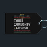 Naughty Nice Jewish Santa Ugly Christmas Hanukkah Geschenkanhänger<br><div class="desc">Naughty Nice Jewish Santa Ugly Christmas Hanukkah</div>