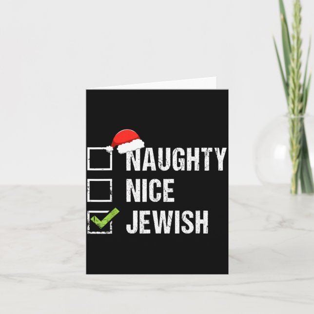 Naughty Nice Jewish Shirt Santa Jew Christmas Gift Karte (Vorderseite)