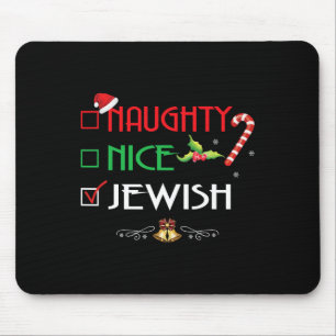 Naughty Nice Jüdische Gruppe Matching Weihnachtsge Mousepad