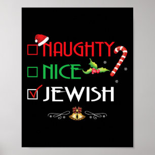 Naughty Nice Jüdische Gruppe Matching Weihnachtsge Poster