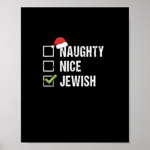 Naughty Nice Jüdischer Weihnachtsmann Weihnachten Poster