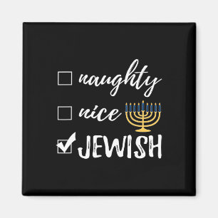 Naughty Nice Juwish Funny Ugshire Christmas Hanukk Magnet