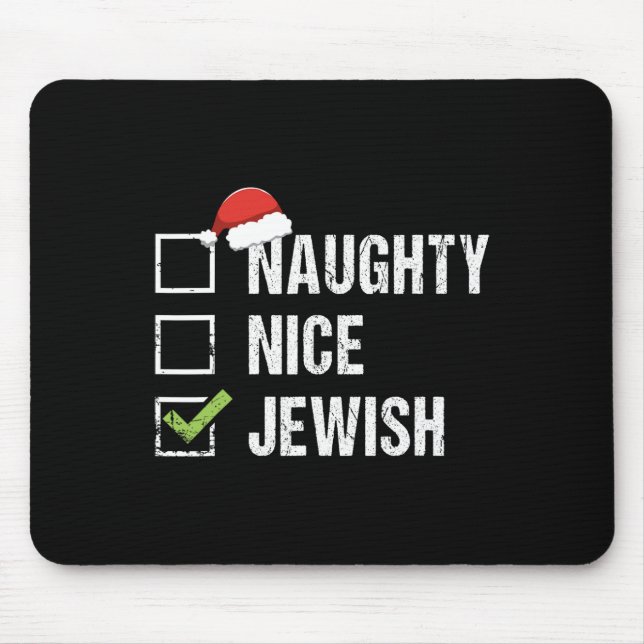 Naughty Nice Juwish Santa Juw Weihnachtsgeschenk H Mousepad (Vorne)