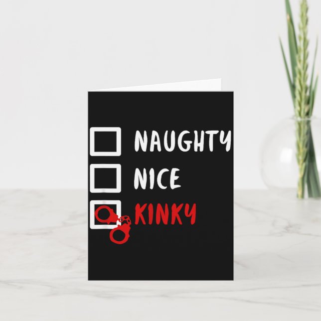 Naughty Nice Kinky Christmas List Santa Hanuffs Gi Karte (Vorderseite)