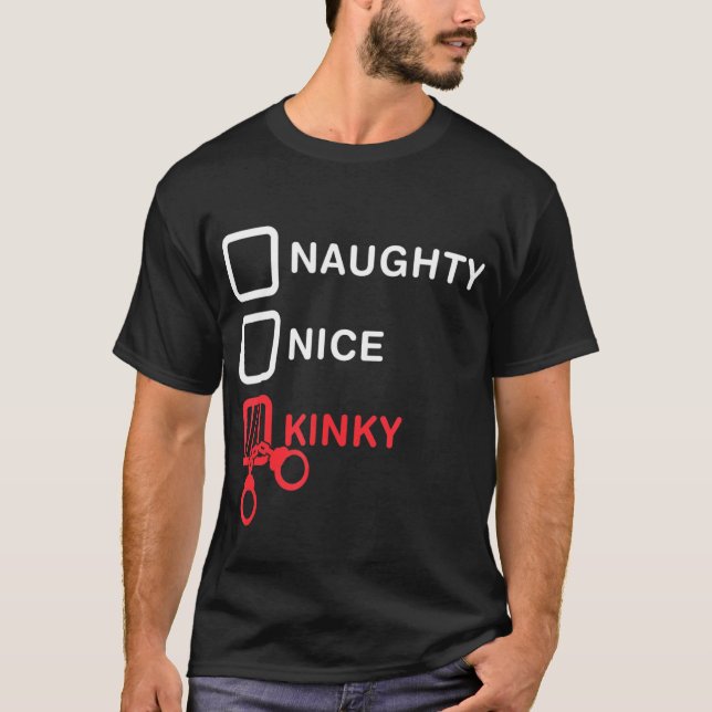 Naughty Nice Kinky Handcuffs Retro Domina Slavin S T-Shirt (Vorderseite)